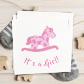 ピンクのロッキングホース女の子の赤ちゃんシャワー スタンダードカクテルナプキン