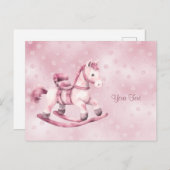 ピンクのロッキングホース葉書 ポストカード (正面/裏面)