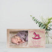 ピンクのロッキングホース誕生のお知らせ 案内状 (スタンド正面)