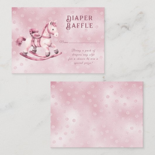 ピンクのロッキングホース赤ちゃんシャワー囲いカード エンクロージャーカード (正面/裏面)
