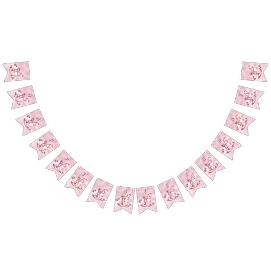 ピンクのロッキング馬のバンティング旗 バンティングフラッグ (全)