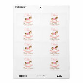 ピンクのロッキング馬の赤ちゃんシャワー水ボトルラベル ラベル (フルシート)