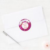 ピンクのロックキャンディストライプのレーベル ラウンドシール (封筒)