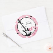 ピンクのロックスターのギター3"好意のステッカー ラウンドシール (封筒)