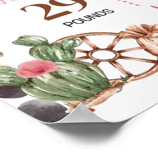 ピンクのロデオ女性のカーボーイ初年度フォトマイルストーン ポスター (角)