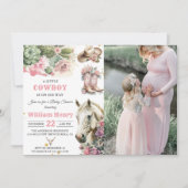 ピンクのロデオ西カウボーイ赤ちゃんシャワー 招待状 (正面)