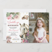 ピンクのロデオ ウェスタンカウボーイ誕生日パーティー 招待状 (正面)