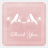ピンクのロブバードフローラありがとうシール スクエアシール (正面)