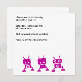 ピンクのロボットベビーシャワーの招待状 招待状 (正面/裏面)