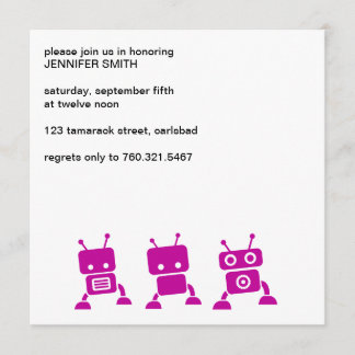 ピンクのロボットベビーシャワーの招待状 招待状