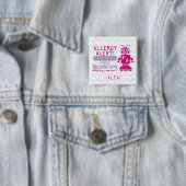 ピンクのロボット食物アレルギー警報ボタン 缶バッジ (インサイチュ)