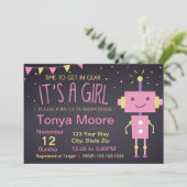 ピンクのロボット 赤ちゃんのシャワー招待状 招待状 (スタンド正面)