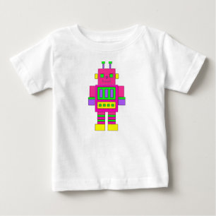 ピンクのロボットTシャツ ベビーTシャツ
