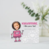 ピンクのロボットValentines Day Girl Photo Classroom シーズンカード (スタンド正面)