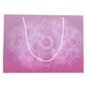 ピンクのロマンチックな水の色のバラの名パーソナライズされた前 ラージペーパーバッグ (裏面)