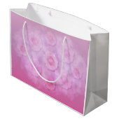 ピンクのロマンチックな水の色のバラの名パーソナライズされた前 ラージペーパーバッグ (裏面アングル)