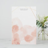 ピンクのロマンチックな水彩文房具紙 便箋 (スタンド正面)