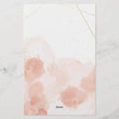 ピンクのロマンチックな水彩文房具紙 便箋 (裏面)