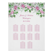 ピンクのロマンチック結婚なバラの座席表 ポスター (正面)