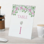 ピンクのロマンチック結婚バラのテーブル番号 台座サイン (インサイチュ)