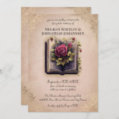 ピンクのロマンチック・ストーリーブック・フェアリーテイル・ウェディング 招待状 (正面/裏面)