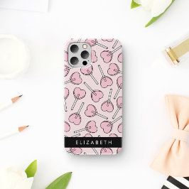 ピンクのロリポップ、ハートのロリポップ、ロリ、あなたの名前 iPhone 12 PROケース