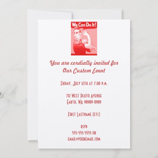ピンクのロージー・ザ・リベッターの「私たちにもできる！」ポスター 招待状 (正面)