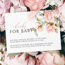 ピンクのローズと緑の葉ズブックリクエストカード エンクロージャーカード