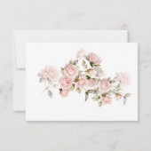 ピンクのローズと緑葉の結婚の応答カード 出欠カード (裏面)