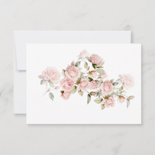 ピンクのローズと緑葉の結婚の応答カード 出欠カード (裏面)