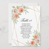 ピンクのローズと金ゴールド結婚フレームのシーティンググラフカード 招待状 (裏面)