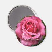 ピンクのローズに露を付ける! マグネット (正面/裏面)