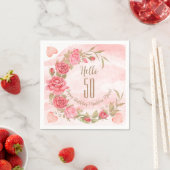 ピンクのローズの花輪 お誕生日パーティーイベントをカスタマイズ スタンダードカクテルナプキン (インサイチュ)