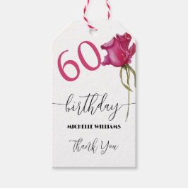 ピンクのローズウォーターカラーアートカリグラフィー誕生日 ギフトタグ