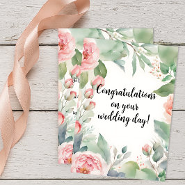 ピンクのローズウォーター結婚カラーおめでとう カード