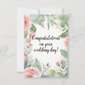 ピンクのローズウォーター結婚カラーおめでとう カード (正面)