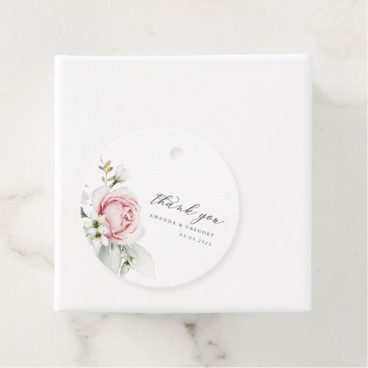 ピンクのローズウォーター結婚カラー'sありがとうメッセージカード フェイバータグ (インサイチュ)
