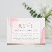 ピンクのローズウォーター色の洗い上げRSVP 出欠カード (スタンド正面)