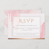 ピンクのローズウォーター色の洗い上げRSVP 出欠カード (正面/裏面)