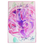 ピンクのローズウォーター色薄紫バラ花フローラ ミディアムペーパーバッグ (裏面)