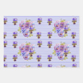 ピンクのローズウォーター色薄紫バラ花フローラ ラッピングペーパーシート (正面2)