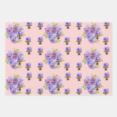 ピンクのローズウォーター色薄紫バラ花フローラ ラッピングペーパーシート (正面2)