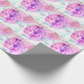 ピンクのローズウォーター色薄紫バラ花フローラ ラッピングペーパー (角)