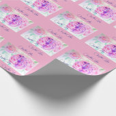 ピンクのローズウォーター色薄紫バラ花フローラ ラッピングペーパー (角)