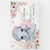 ピンクのローズエレファントベビーシャワー背景 横断幕 (縦)