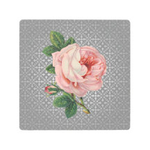 ピンクのローズオングレーパターンヴィンテージ