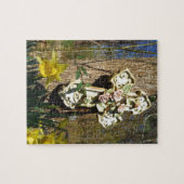 ピンクのローズカバー十字と黄色の水仙 ジグソーパズル (横)