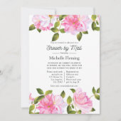ピンクのローズガーデンシャワーバイメール 招待状 (正面)