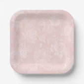 ピンクのローズガーデンパーティー ペーパープレート (正面)