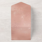 ピンクのローズグラムレ結婚ース オールインワン招待状 (外側)